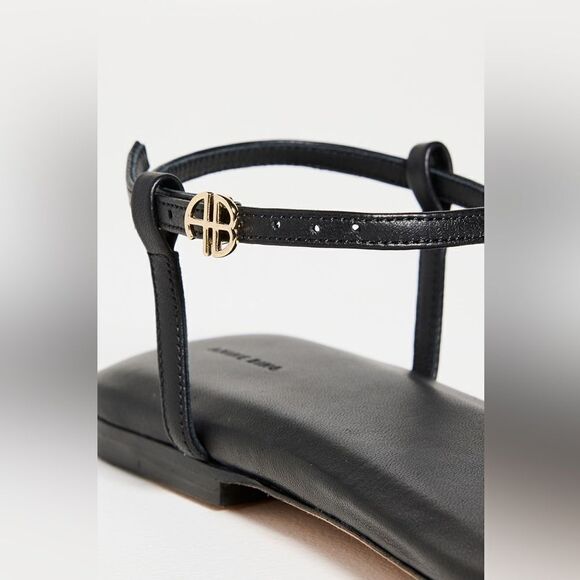 Anine Bing Invisible Flat Sandal Black Leather - Picture 4 of 16